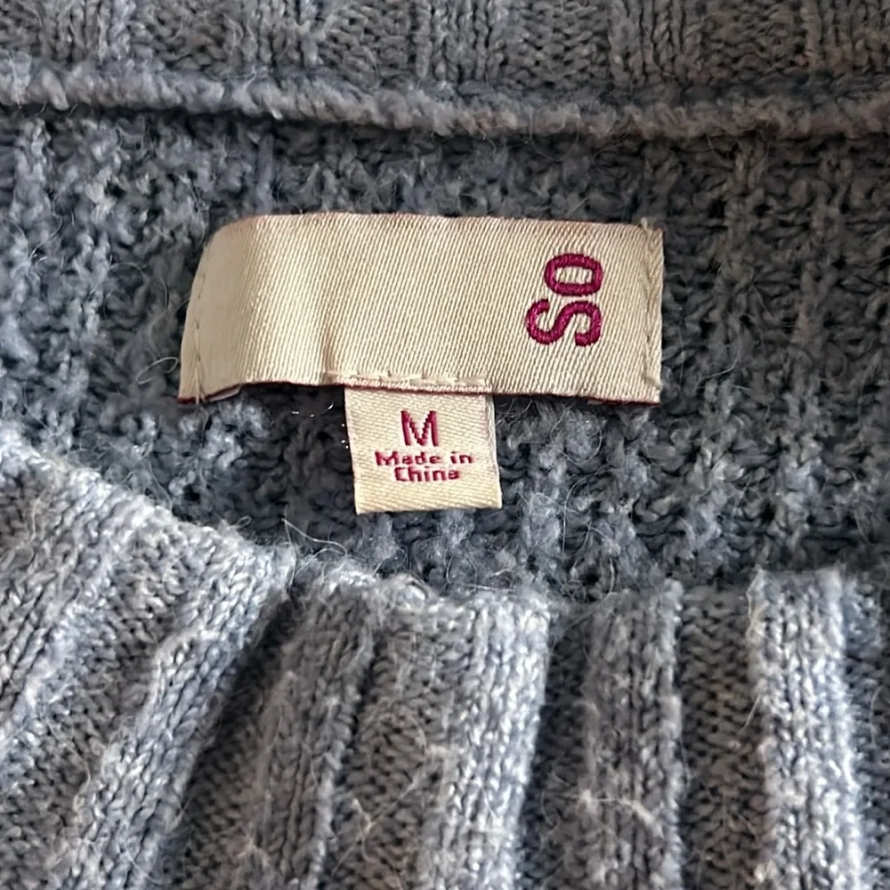 SO Women’s Oversized Fuzzy Waffle Knit Mock Neck Cozy Striped Sweater - Picture 5 of 8